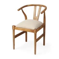 Kirkland's Home Dining Chairs-Mango Wood And Linen Wishbone Dining Chair