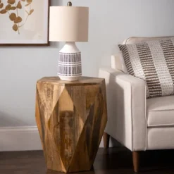 Kirkland's Home Accent & End Tables-Mango Wood Hexagon Side Table