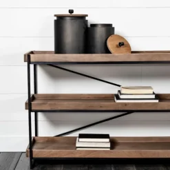 Kirkland's Home Console Tables-Mango Wood Metal Frame Console Table