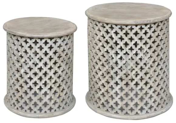 Kirkland's Home Accent & End Tables-Mango Wood Pierced Accent Tables, Set Of 2