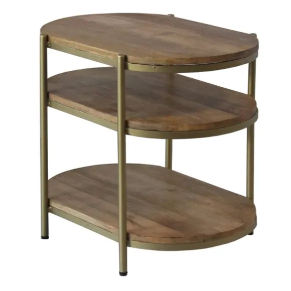Kirkland's Home Accent & End Tables-Mango Wood 3-Tier Oval Side Table