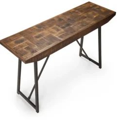 Kirkland's Home Console Tables-Mango Wood Willow Parquet Sofa Table