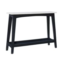 Kirkland's Home Console Tables-Marble And Black Wood Console Table