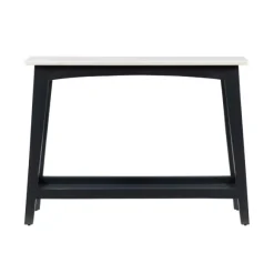Kirkland's Home Console Tables-Marble And Black Wood Console Table