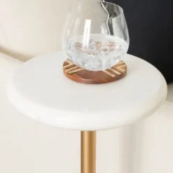 Kirkland's Home Accent & End Tables-Marble And Gold Base Cocktail Table