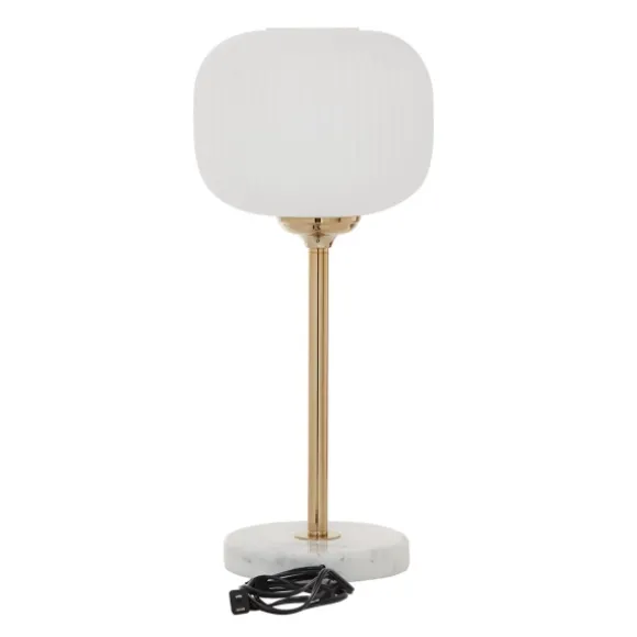 Kirkland's Home Table Lamps-Marble And Gold Metal Globe Table Lamp