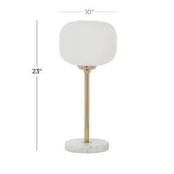 Kirkland's Home Table Lamps-Marble And Gold Metal Globe Table Lamp