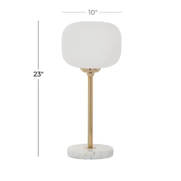 Kirkland's Home Table Lamps-Marble And Gold Metal Globe Table Lamp