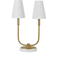 Kirkland's Home Table Lamps-Marble And Gold Twin Shade Table Lamp