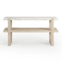 Kirkland's Home Console Tables-Marble And Ivory Wood Console Table