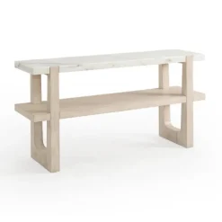 Kirkland's Home Console Tables-Marble And Ivory Wood Console Table
