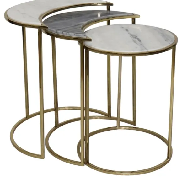 Kirkland's Home Accent & End Tables-Marble Moon Nesting Accent Tables, Set Of 3