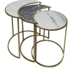 Kirkland's Home Accent & End Tables-Marble Moon Nesting Accent Tables, Set Of 3