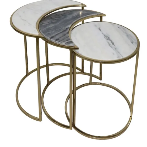 Kirkland's Home Accent & End Tables-Marble Moon Nesting Accent Tables, Set Of 3