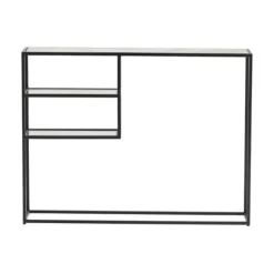 Kirkland's Home Console Tables-Marble Top Black Metal Console Table