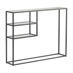 Kirkland's Home Console Tables-Marble Top Black Metal Console Table