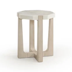 Kirkland's Home Accent & End Tables-Marble Top Tapered Legs Accent Table