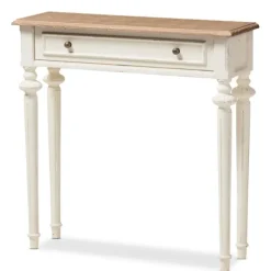 Kirkland's Home Console Tables-Marquetterie Whitewashed Oak Top Console Table