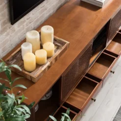 Kirkland's Home Tv Stands & Media Consoles-Martina Midcentury Woven Cane Media Cabinet