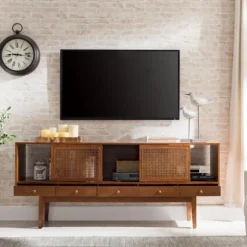 Kirkland's Home Tv Stands & Media Consoles-Martina Midcentury Woven Cane Media Cabinet