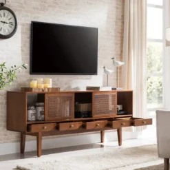 Kirkland's Home Tv Stands & Media Consoles-Martina Midcentury Woven Cane Media Cabinet