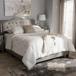 Kirkland's Home Beds & Headboards-Mary Light Button Tufted Full Bed Frame