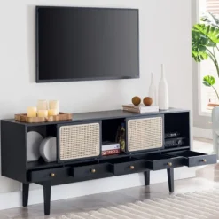 Kirkland's Home Tv Stands & Media Consoles-Matilda Midcentury Woven Cane Media Cabinet