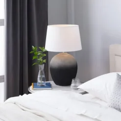 Kirkland's Home Table Lamps-Matte Black Ombre Textured Table Lamp, 23 In.