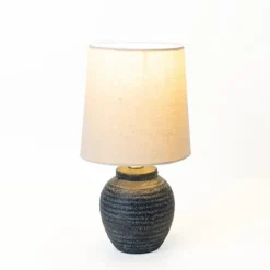 Kirkland's Home Table Lamps-Matte Charcoal Ribbed Mini Table Lamp
