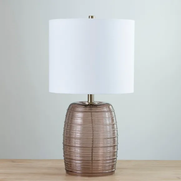 Kirkland's Home Table Lamps-Mauve Ribbed Glass Table Lamp