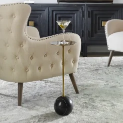 Kirkland's Home Accent & End Tables-Metal & Round Black Base Cocktail Table