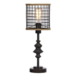 Kirkland's Home Table Lamps-Metal And Burlap Edison Lamp