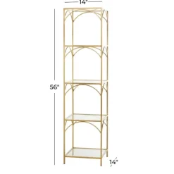 Kirkland's Home Bookshelves-Metal And Clear Glass 4-Tier Shelf