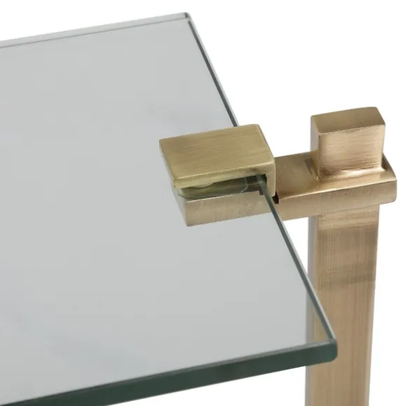 Kirkland's Home Accent & End Tables-Metal And Glass Top Accent Table