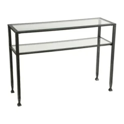 Kirkland's Home Console Tables-Metal And Tempered Glass Console Table