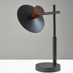 Kirkland's Home Table Lamps-Metal And Walnut Wood Table Lamp