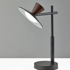 Kirkland's Home Table Lamps-Metal And Walnut Wood Table Lamp