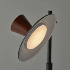 Kirkland's Home Table Lamps-Metal And Walnut Wood Table Lamp