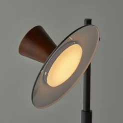 Kirkland's Home Table Lamps-Metal And Walnut Wood Table Lamp