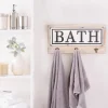 Kirkland's Home Hooks-Metal And Wood Bath Sign With Hooks