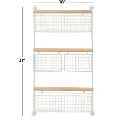 Kirkland's Home Wall Storage-Metal 4-Basket Wall Shelf