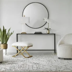 Kirkland's Home Console Tables-Metal Glass Top Console Table