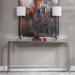 Kirkland's Home Console Tables-Metal Mirrored Top Slim Console Table