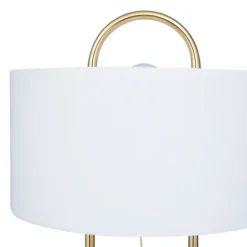 Kirkland's Home Table Lamps-Metal Open Loop Stem White Round Table Lamp