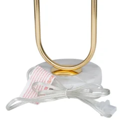 Kirkland's Home Table Lamps-Metal Open Loop Stem White Round Table Lamp