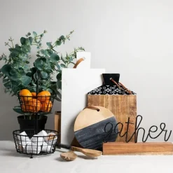 Kirkland's Home Statues & Figurines-Metal Script Gather Wood Block