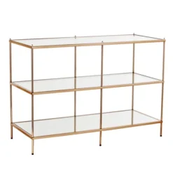 Kirkland's Home Console Tables-Metal 3-Tier Mirrored Console Table