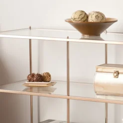 Kirkland's Home Console Tables-Metal 3-Tier Mirrored Console Table