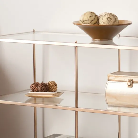 Kirkland's Home Console Tables-Metal 3-Tier Mirrored Console Table