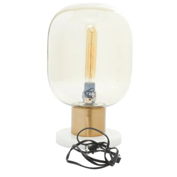 Kirkland's Home Table Lamps-Metal White Marble Mushroom Shade Table Lamp